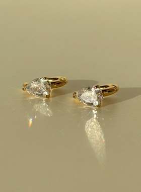 DASEIN ACC小巧mini精致气质迷你超闪5A水滴梨形锆石简约钛钢耳圈