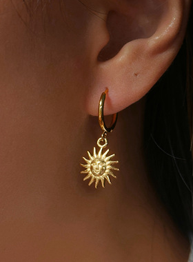 DASEIN ACC欧美小众设计人脸表情太阳ins博主款钛钢耳圈耳环