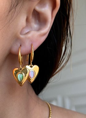 【DASEIN】欧美Geek Chic2025夏季独家新款高级感彩色桃心耳钩