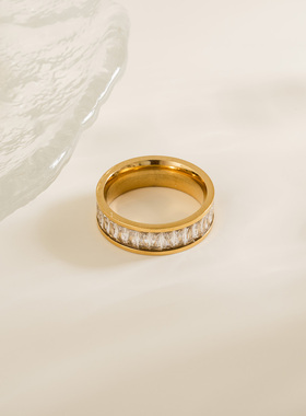 DASEIN ACC欧美秋季时尚通勤百搭小巧精致高颜值钛钢闪亮满钻戒指