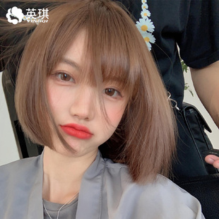 英琪假发女短发一刀切甜美波波头bobo减龄中长发自然全真发全头套