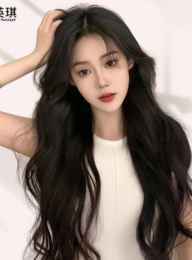 英琪假发女长发封边递针蕾丝卷发大波浪自然蓬松女士全真发全头套