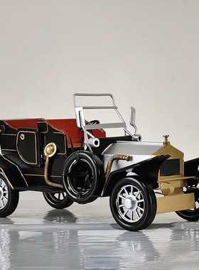 复古欧式敞篷古董老爷车模型摆件