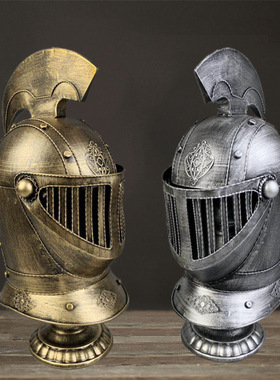 古罗马武士面具铠甲头盔桌面摆件