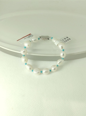  清冷氛围感巴洛克珍珠套链 百搭通勤手链项链两件套