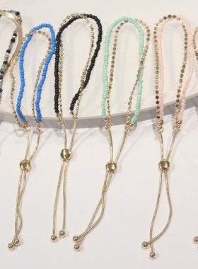 2026新款米珠玻璃伸拉扣手链百搭饰品