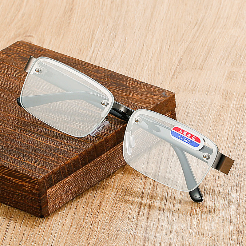 水晶老花镜男中老年高档高清老花眼镜女士50到60岁品牌正宗老光镜