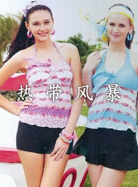 清仓亏本品牌专柜正品华黛思温泉游泳衣女分体平角裤91216左紫彩