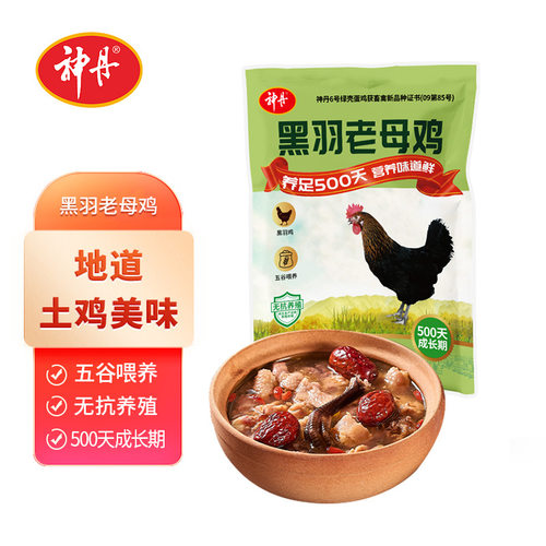 神丹正宗老母鸡500天顺丰发货净膛鸡1.0千克/只黑羽国产品种