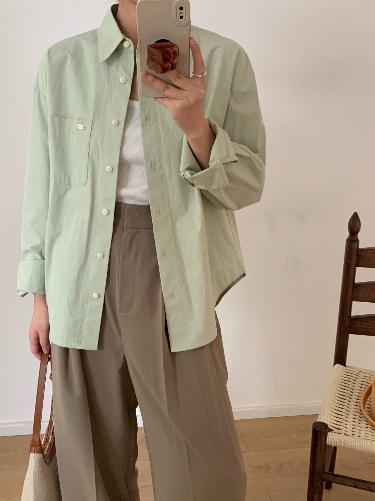 现货MMT家 韩货品质/24春全棉衬衫 高品质显瘦上衣韩版衬衫女