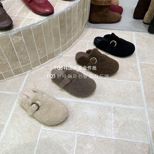 FQ3 实拍THE BULAGE2025秋冬羊羔毛半拖女包头保暖厚底防滑毛毛鞋