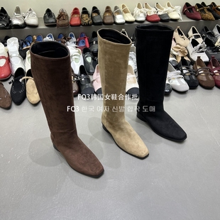 FQ3 实拍JIAMEIRUI长靴女不过膝瘦瘦靴套筒粗跟软底复古骑士靴女