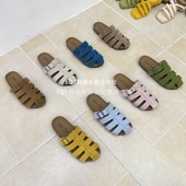 实拍BEI 拖厚度防滑真皮穆勒鞋 旅游磨砂骨鞋 女拖 XUAN夏季 FQ3