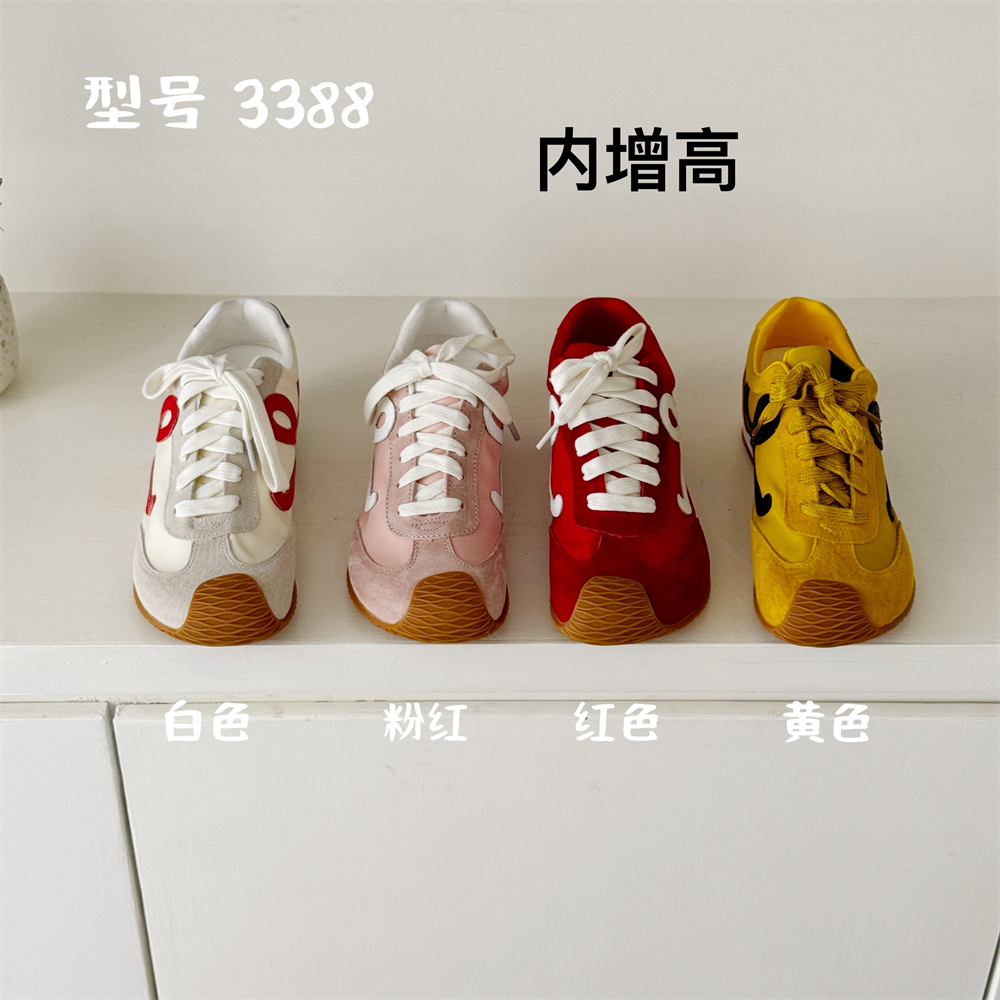 FQ3 实拍牛皮复古丑萌大头德训鞋女内增高5CM厚底运动休闲阿甘鞋
