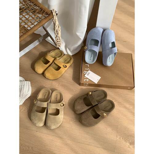 FQ3 实拍THE BULAGE内增高厚底真皮包头半拖鞋女丑萌勃肯凉拖鞋