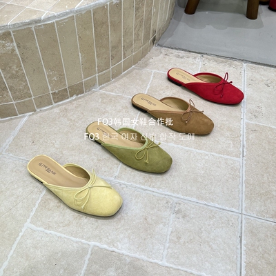 FQ3 实拍THE BULAGE2026春夏新款半拖鞋女软底蝴蝶结方头穆勒鞋女