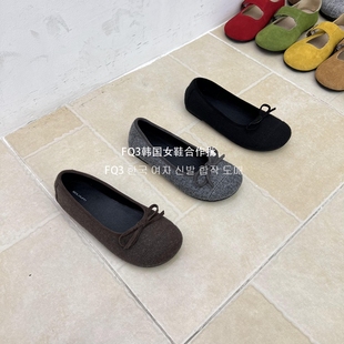 XUAN蝴蝶結(jié)淺口圓頭單鞋 FQ3 實拍BEI 女一腳蹬絨面復(fù)古豆豆鞋