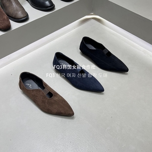 英伦风工作鞋 外穿休闲百搭单鞋 女 实拍MUZI尖头复古套脚乐福鞋 FQ3