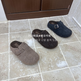 女厚底软底秋冬内增高勃肯鞋 FQ3 XUAN加绒保暖半拖鞋 实拍BEI