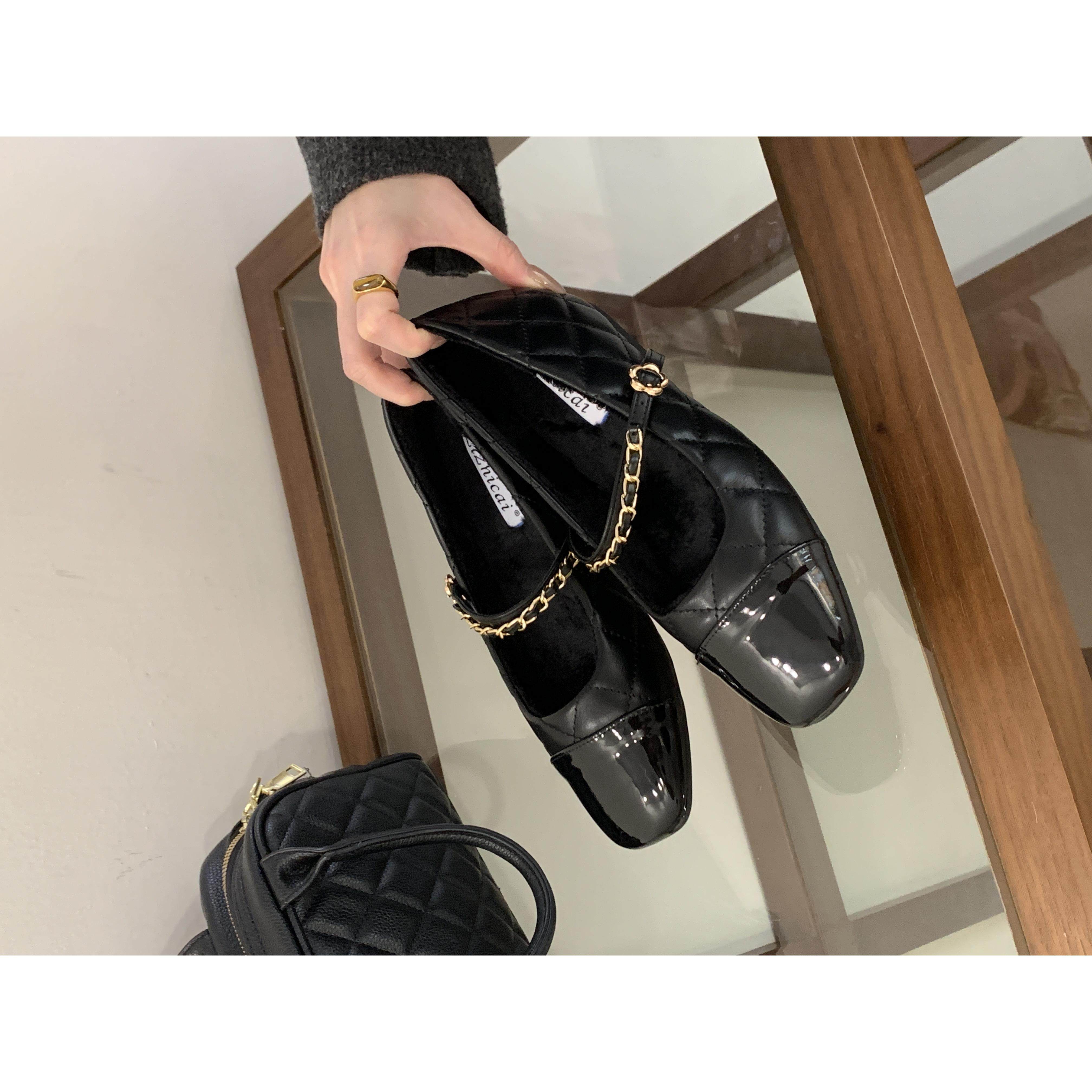 FQ3 实拍lifa链条一字带2026春季芭蕾单鞋内增高粗跟瓢鞋女,女鞋,浅口单鞋,淘宝优惠券,粉丝福利购,淘宝优惠卷