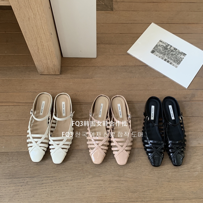 FQ3 实拍dapaishow新款一字带包头穆勒鞋玛丽珍浅口套脚包趾女拖