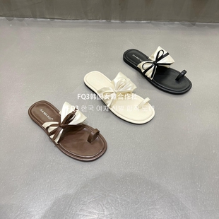 FQ3 实拍JIAMEIRUI夏季蝴蝶结户外旅游沙滩鞋拖女软底防滑夹趾拖