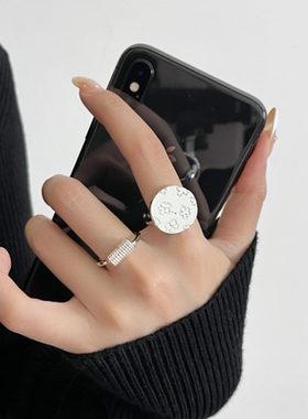 极简风光面花朵素圈戒指女开口可调节小众高级感轻奢百搭新品手饰