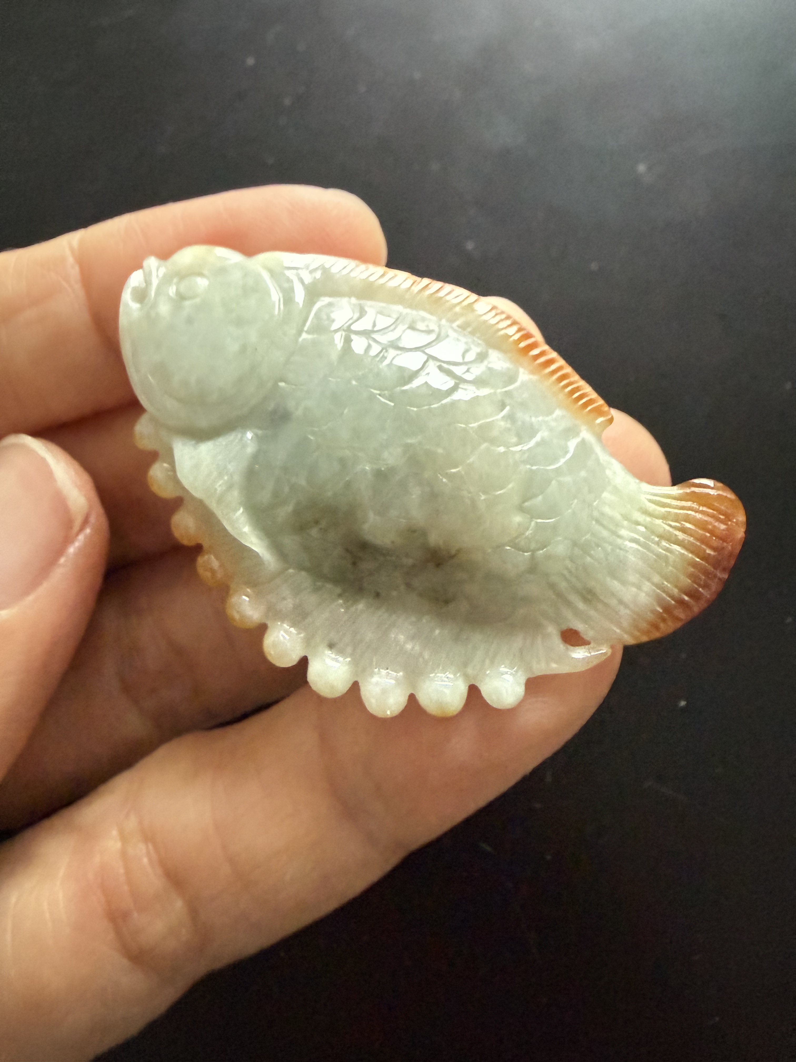天然正品缅甸翡翠糯种飘花鱼吊坠手玩玉石珠宝首饰保真带鉴定证书