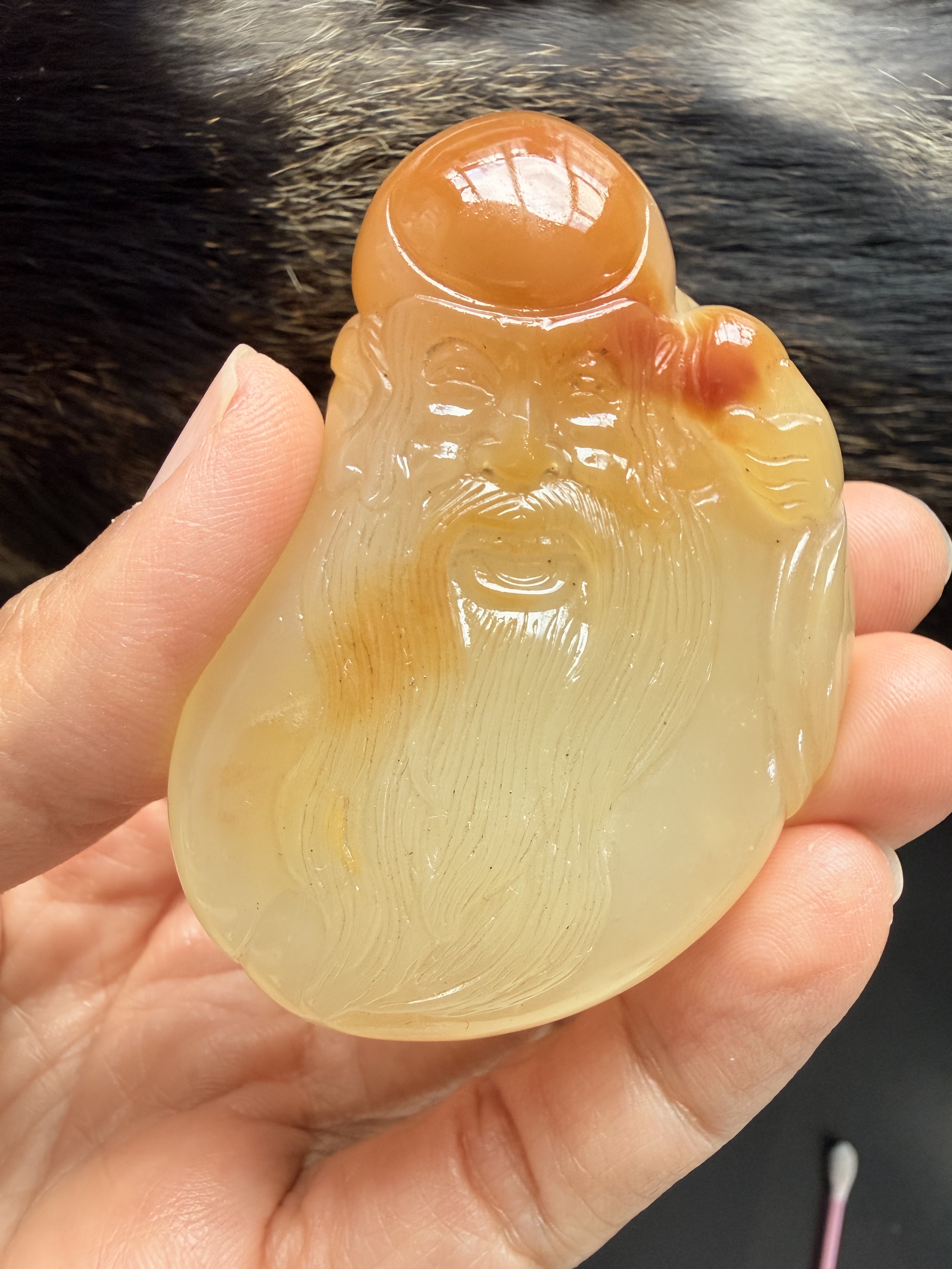 纯天然黄龙玉寿星挂件手工雕刻手玩手把件珠宝玉石礼物带鉴定证书