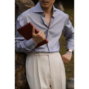 UGENTLE  土耳其SÖKTAS面料「落基山脉」意式一字领手工三步衬衫