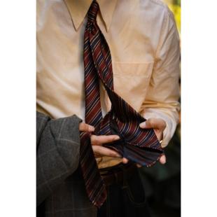 品牌 fold 意式 无压边蚕丝蓬松领带3 tie 手工卷边三褶飘逸 UG男装