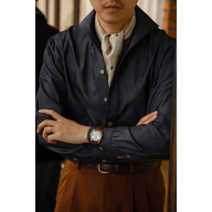 一片领复古牛仔男衬衫 GianvitoMilano面料 手工三步系列 UG男装