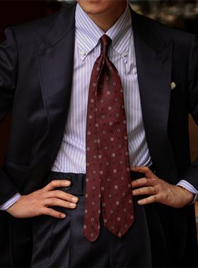 UG男装品牌 意式手工卷边三褶飘逸 无压边蚕丝蓬松领带3 fold tie