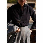 经典 一片领暗扣 系列 UGENTLE男装 意式 「暮色黑」复古 绅士衬衫