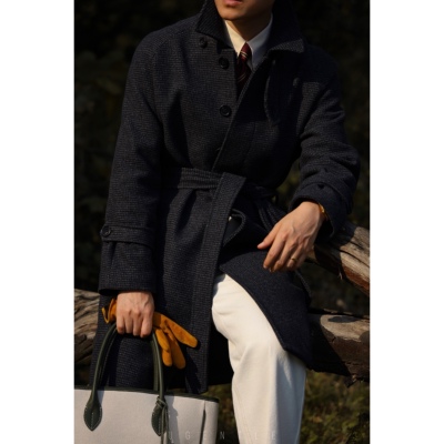 UGENTLE长款羊毛冬巴尔玛肯大衣