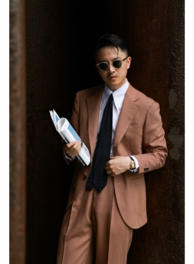 UG男装 半麻衬工艺「暮光橙霞」意式复古 单排3扣2平驳领西服套装