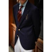 UG男装 Blazer 「深海幽蓝」单排扣ivy 意大利VBC面料 金扣布雷泽