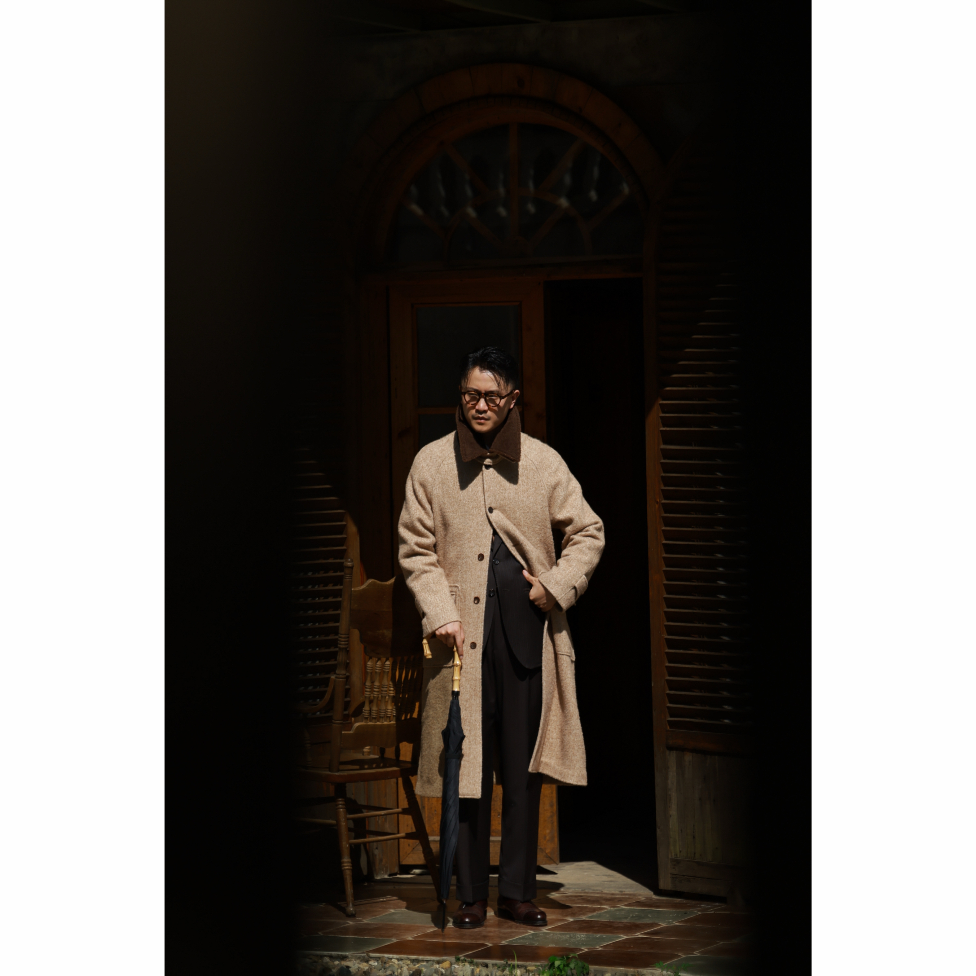 UGENTLE长款羊毛冬季粗毛呢大衣