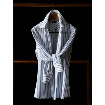 UGENTLE男装棉麻长袖条纹衬衫