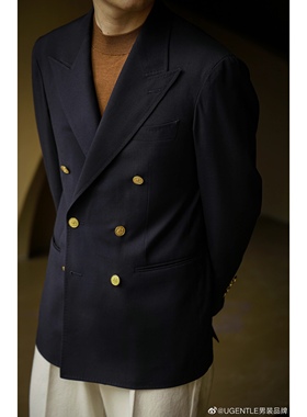 UGENTLE男装品牌 羊毛半麻衬 手工米兰眼 Navy Blazer布雷泽 西服