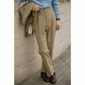 单褶西裤 UGENTLE男装 高腰 巴黎扣 男 美利奴羊毛「沙尘掠影」意式