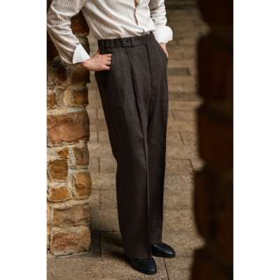 UGENTLE纯汉麻老钱风抽绳阔腿裤