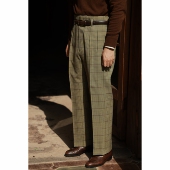 纯羊毛「 直筒高腰西裤 老钱复古格 内双褶 」好莱坞 UGENTLE男装