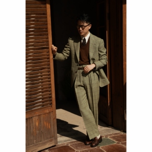 UGENTLE男装 半麻衬工艺 全羊毛「老钱复古格」单排3扣2 西服套装