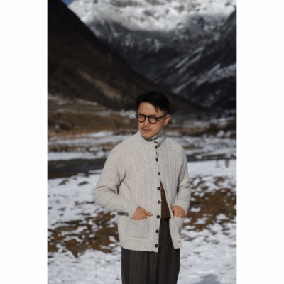 UGENTLE男装羊毛绞花开衫毛衣