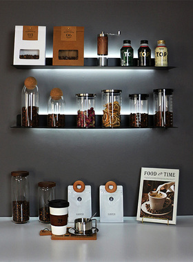 样板间样板房厨房橱柜咖啡主题系列摆件层架咖啡豆软装饰品玻璃罐