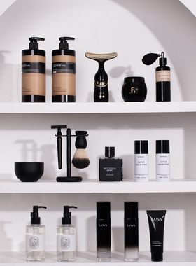 卫生间浴室柜摆件乳液瓶剃须护肤品样板间展厅卫浴套装壁龛装饰品