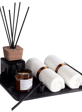 样板房新中式卫生间浴室柜软装饰品毛巾香薰蜡烛托盘组合摆件别墅