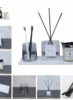 卫浴展厅洗手间厕所香薰托盘装饰样板房家居摆件洗漱台面卫浴套装