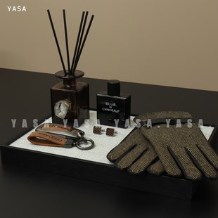 企信【入户托盘组合】样板房玄关柜面香薰男手套汽车钥匙道具软装